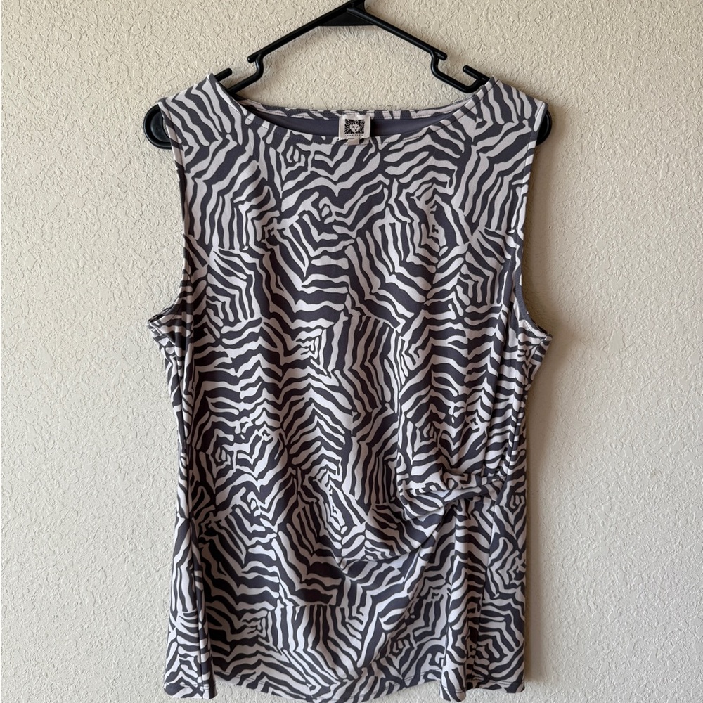 Anne Klein Black and White Zebra Print Blouse